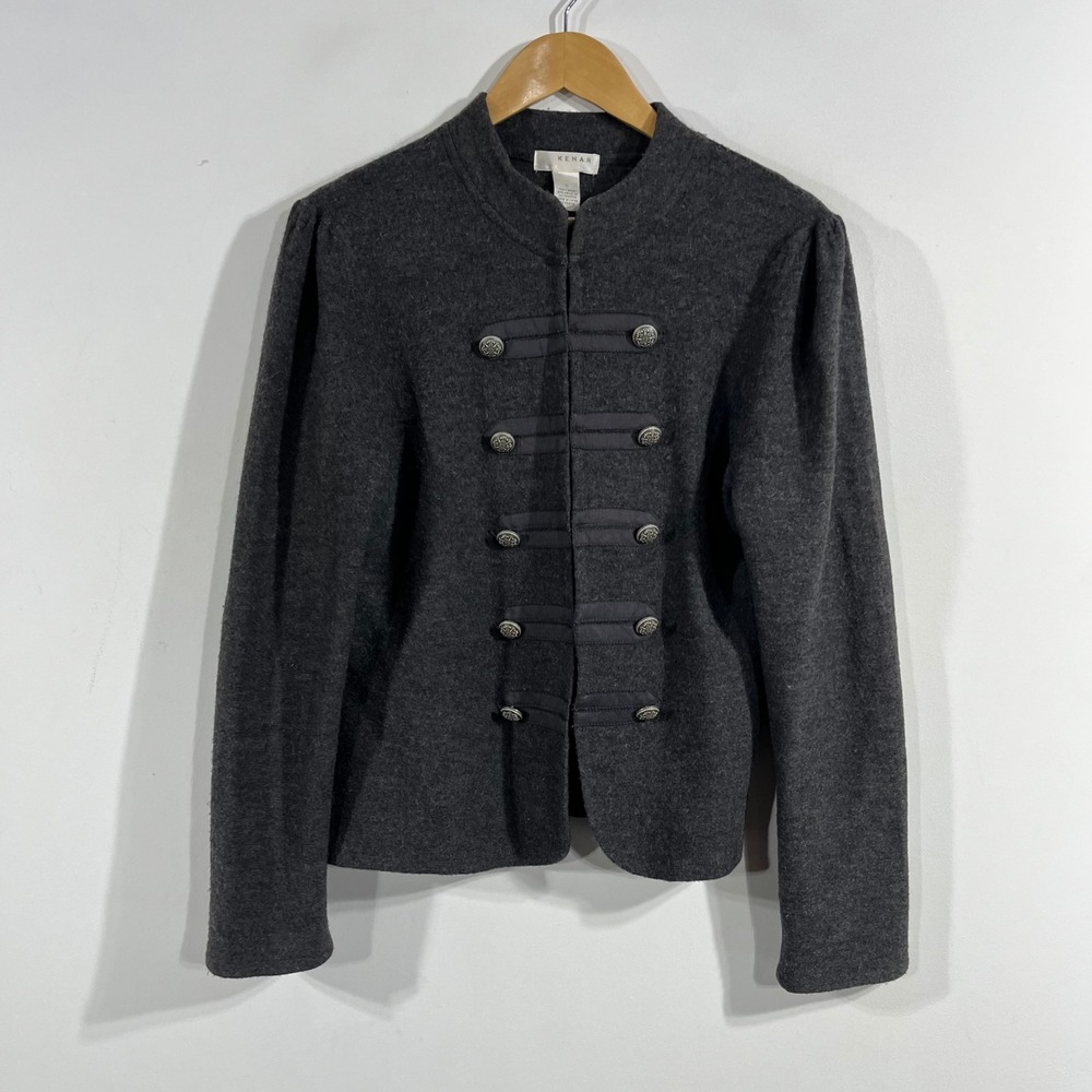 Kenar VTG Y2K 100% Wool Military Band Jacket Ornate Buttons Size Large Heritage